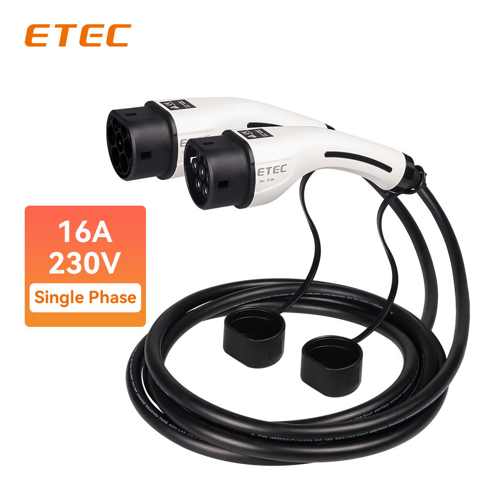 ETEC EKEP1-T2-D-16 Type 2 Female to Male Extension Cable 16A 3.7KW 230V Single Phase Connector with 5 Meters Cable