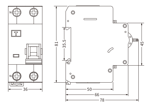 tamanho etek rcbo ekl3-40s