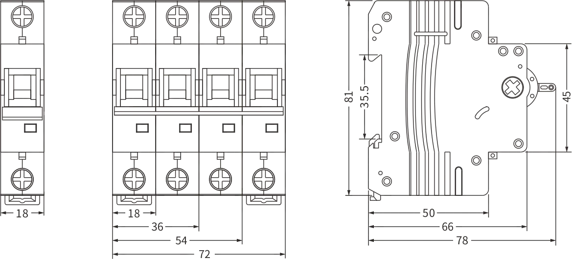 Tamanho ETEK MCB EKM1-63H