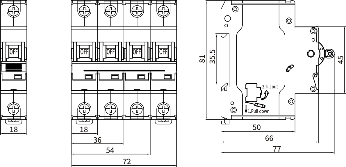 Tamanho ETEK MCB EKM3-63