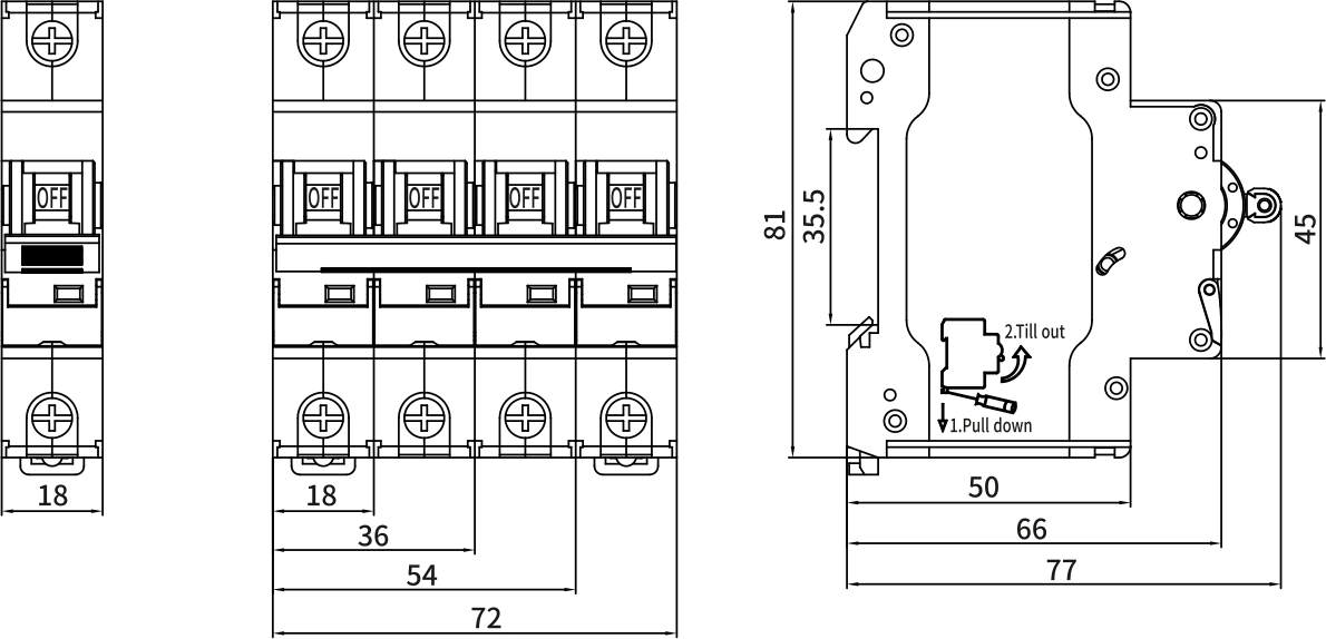 Tamanho ETEK MCB EKM3-63