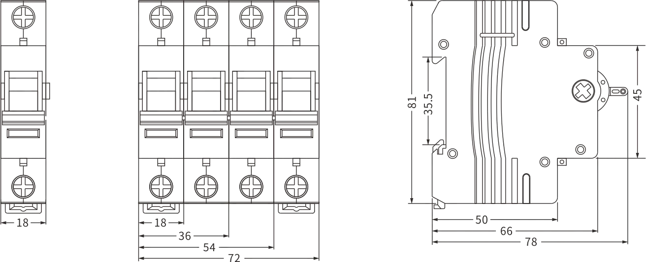 Interruptor Isolador ETEK EKD1-125 Tamanho