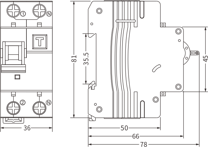 tamanho etek rcbo ekl3-63