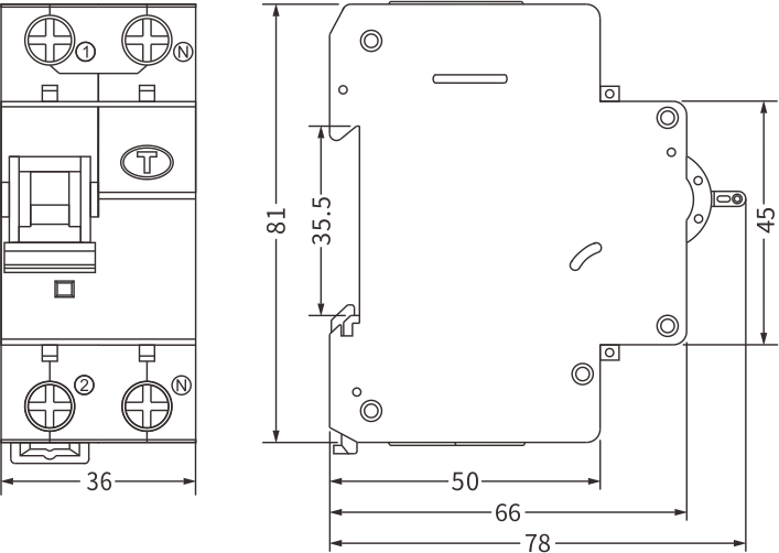 tamanho etek rcbo ekl3-40m